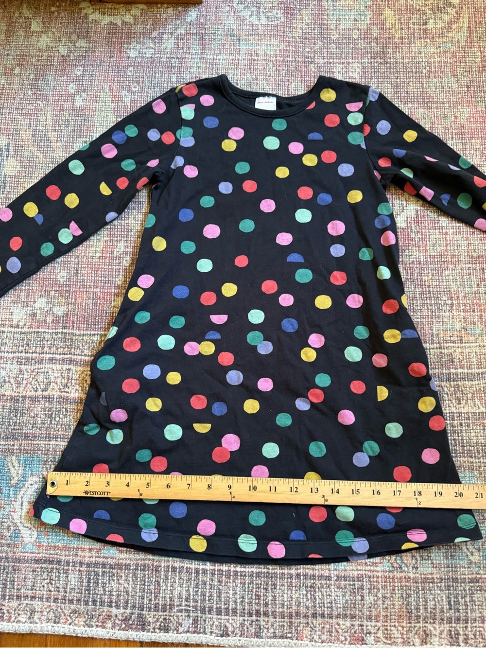 Hanna Andersson size 8 Kids Polka Dot Long-Sleeve Dress with pockets - Picture 4 of 9